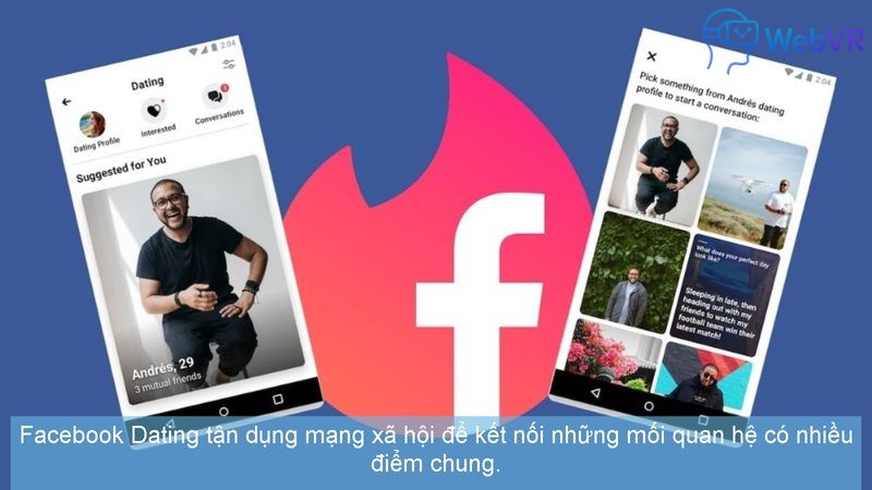 Facebook Dating tận dụng mạng xã hội để kết nối những mối quan hệ có nhiều điểm chung.